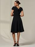 Jolie Moi Roll Collar Cap Sleeve Midi Dress, Black