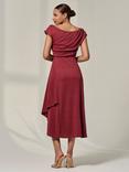 Jolie Moi Asymmetric Drape Midi Dress, Terracotta