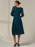 Jolie Moi Leopard Print Long Sleeve Midaxi Dress, Green