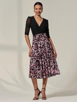 Jolie Moi Mesh Two Tone Midi Dress, Pink, Pink