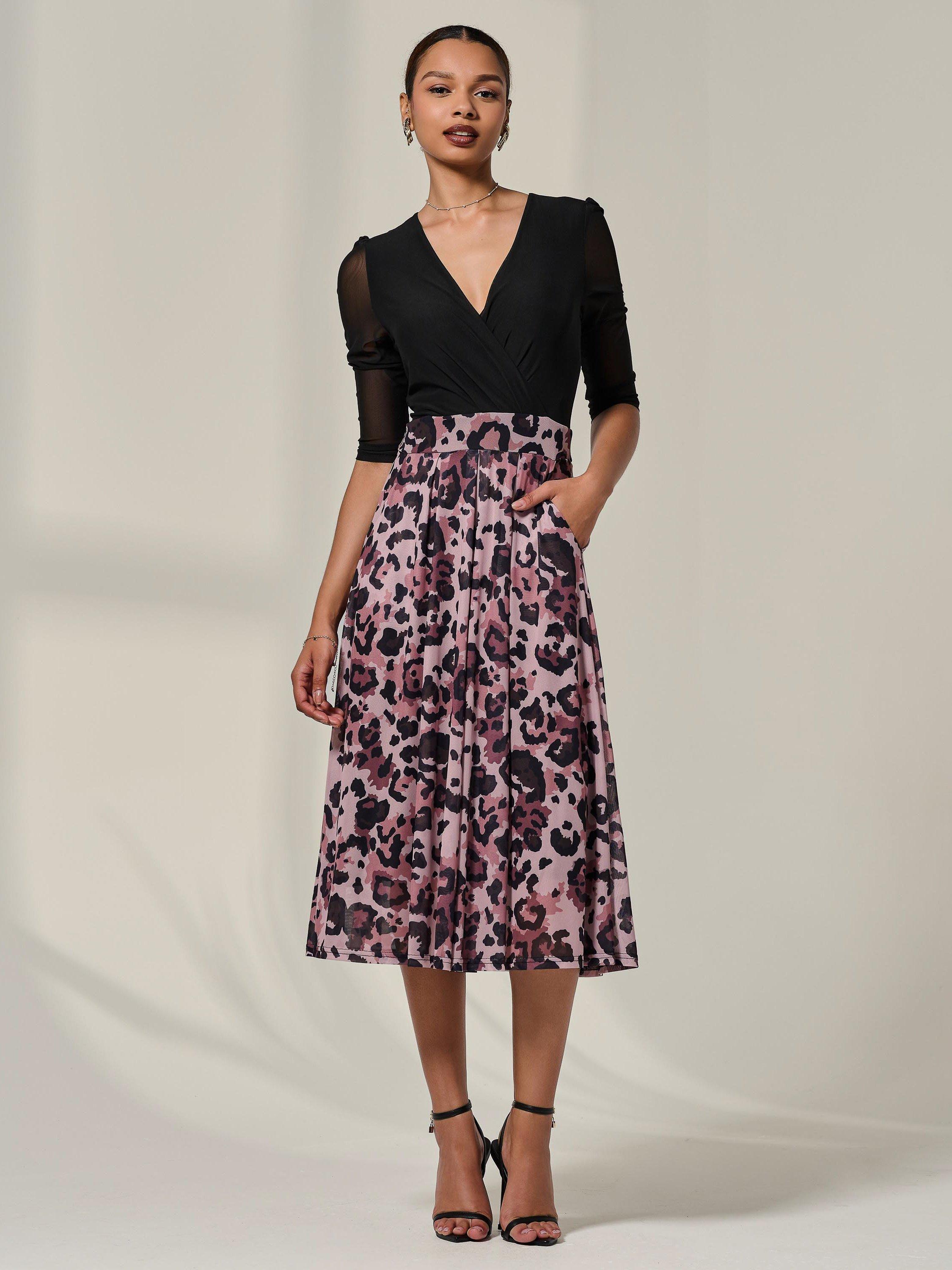 Product image 3 of 7, which shows Jolie Moi Mesh Two Tone Midi Dress, Pink, 8