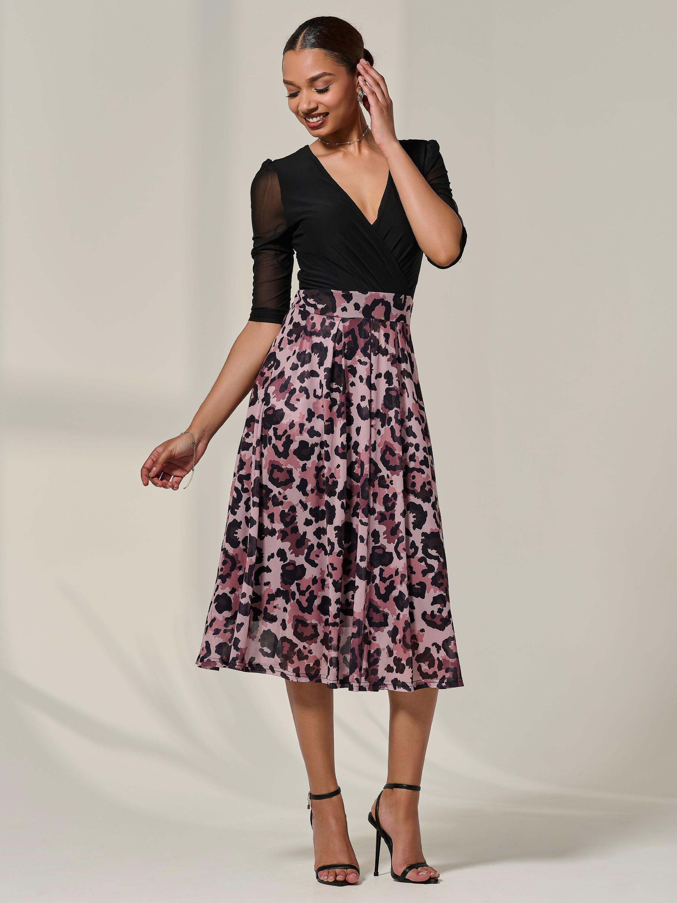 Product image 5 of 7, which shows Jolie Moi Mesh Two Tone Midi Dress, Pink, 8