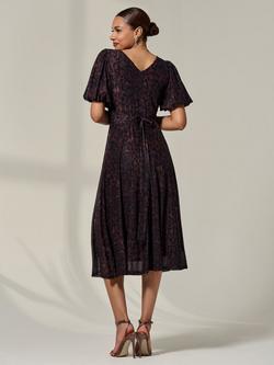 Jolie Moi Puff Sleeve Leopard Print Midi Dress, Brown - view 2, Brown