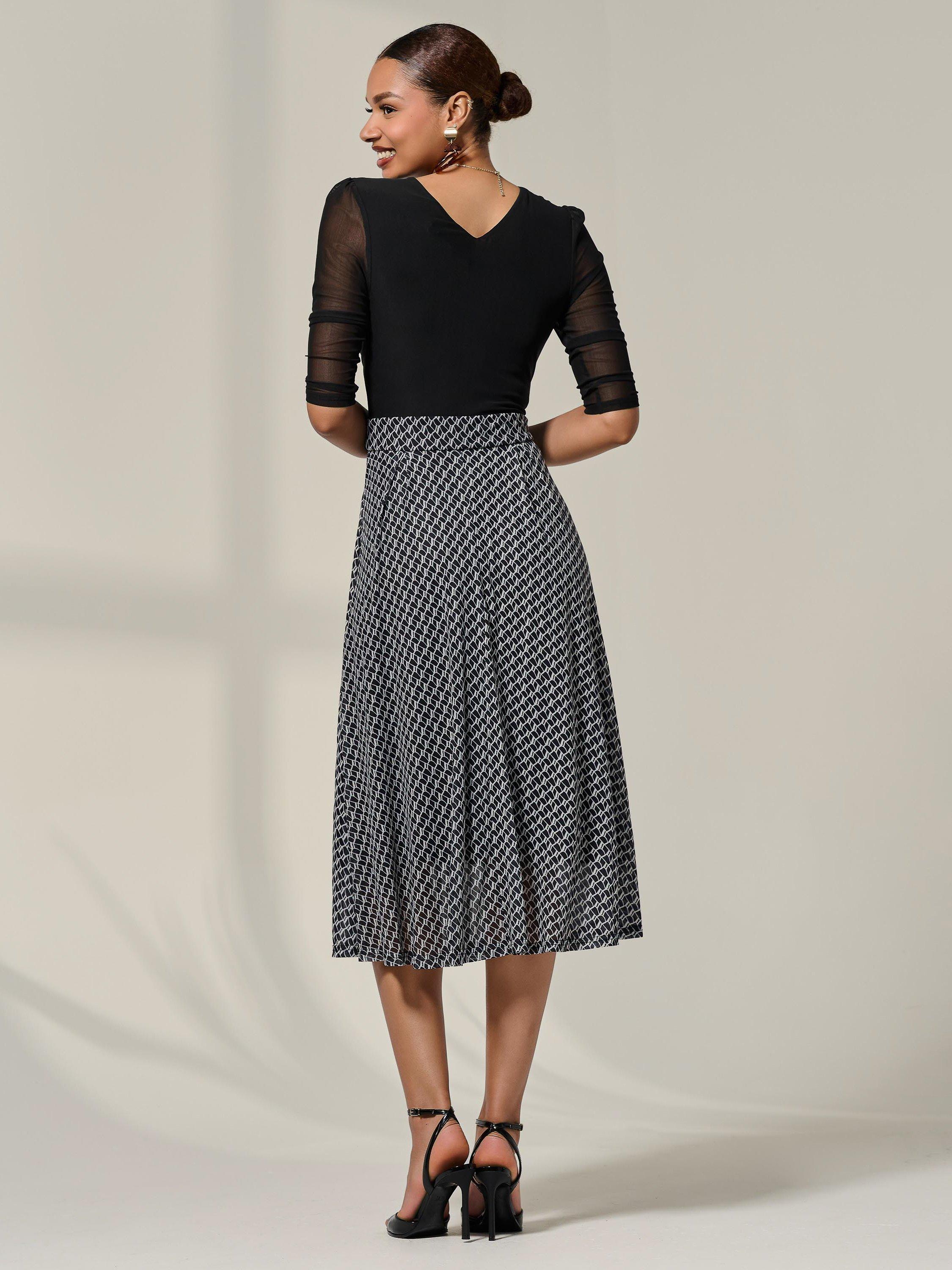 Product image 2 of 7, which shows Jolie Moi Two Tone Half Sleeve Midi Dress, Black, 8