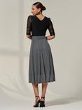 Jolie Moi Two Tone Half Sleeve Midi Dress, Black