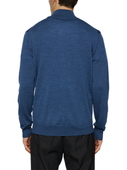 J.Lindeberg Kiyan Wool Half-Zip Jumper, Vintage Indigo - view 2, Vintage Indigo