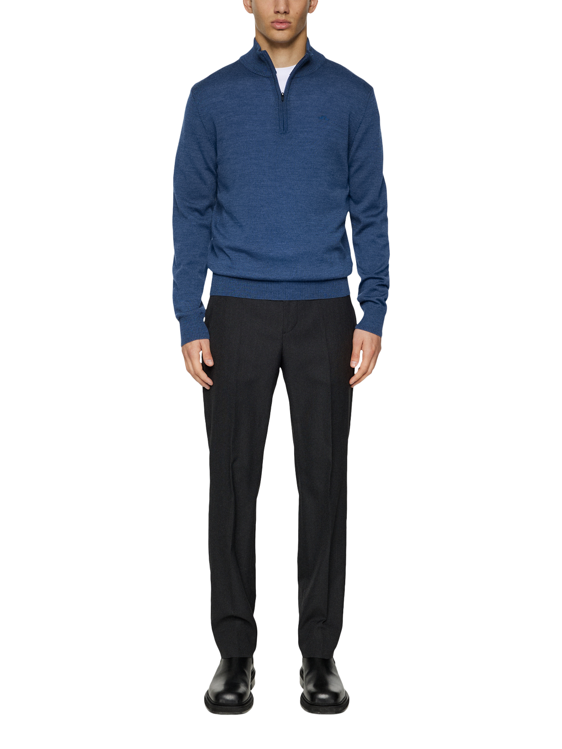Product image 3 of 5, which shows J.Lindeberg Kiyan Wool Half-Zip Jumper, Vintage Indigo, XXL