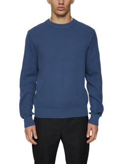 J.Lindeberg Oliver Cotton Crew Neck Jumper, Vintage Indigo