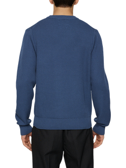 J.Lindeberg Oliver Cotton Crew Neck Jumper - view 2, Vintage Indigo