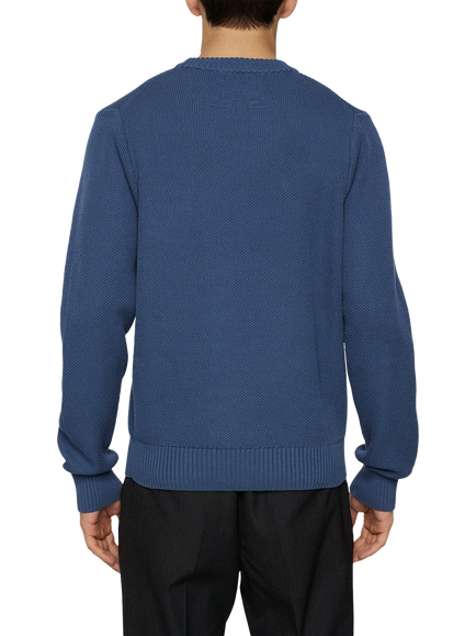 J.Lindeberg Oliver Cotton Crew Neck Jumper - view 2, Vintage Indigo
