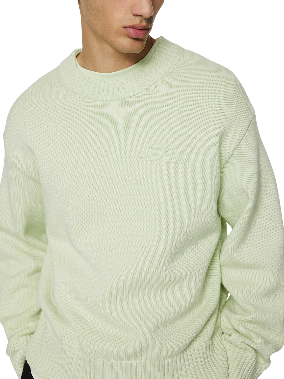 Product image 4 of 5, which shows J.Lindeberg Eddy Wool Cotton Blend Crew Jumper, Ambrosia, L