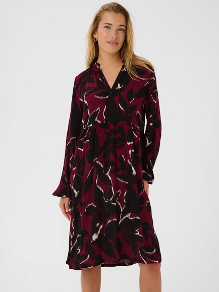 KAFFE Lisette Floral Tunic Dress, Winds Wine/Black Flo, Winds Wine/Black Flo