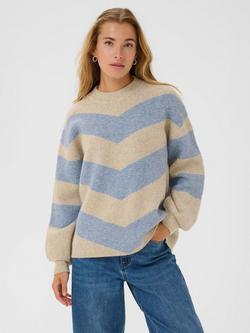 KAFFE Verana Long Sleeve Round Neck Jumper, Blue/Multi