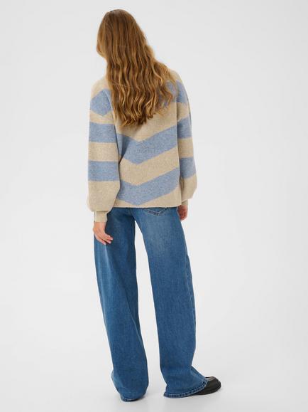 KAFFE Verana Long Sleeve Round Neck Jumper - view 2, Blue/Multi