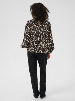 KAFFE KAmille Long Sleeve Round Neck Blouse - view 2, Black/Multi