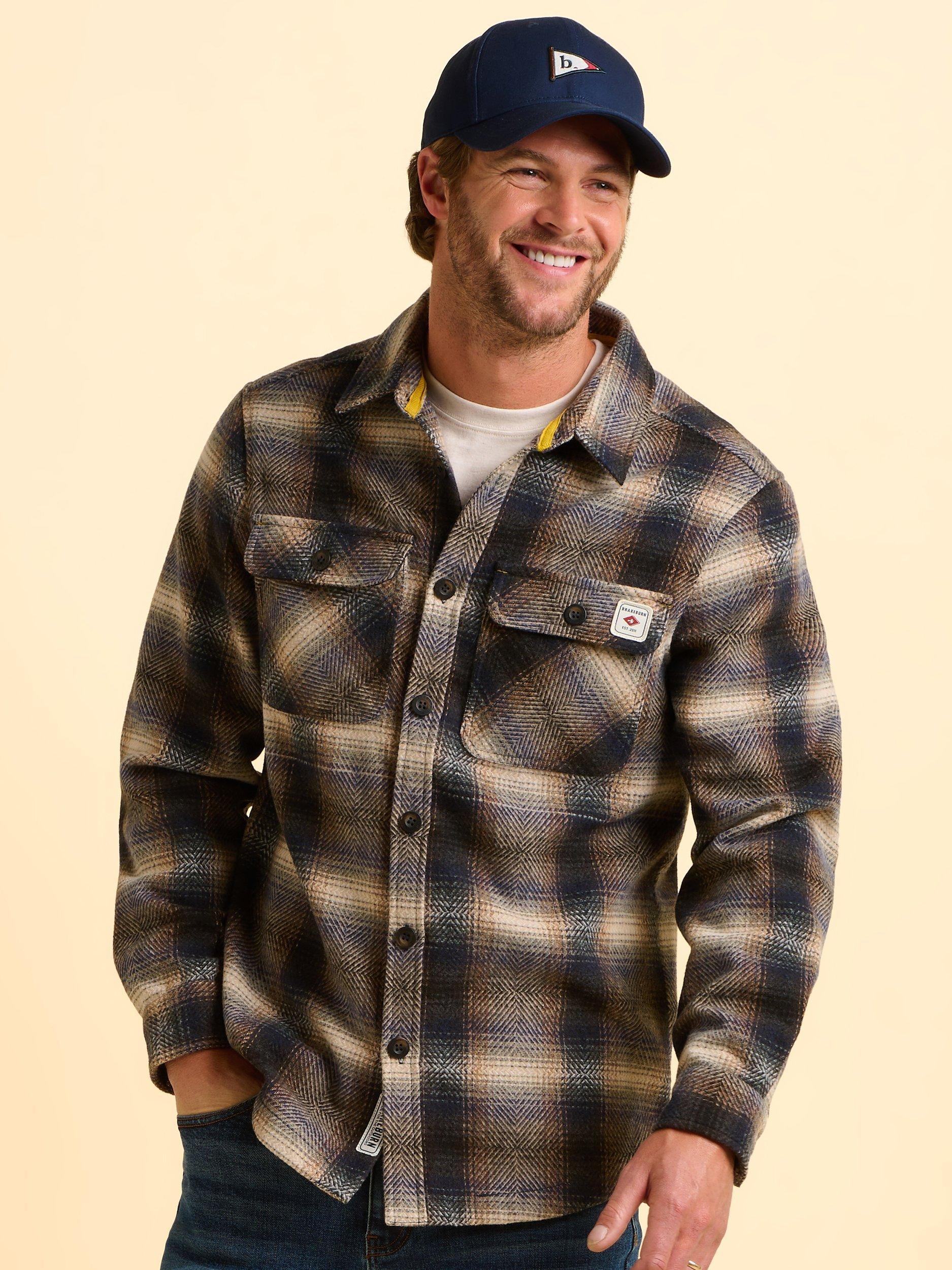 Product image 1 of 6, which shows Brakeburn Badbury Regular Fit Check Shacket, Natural, S