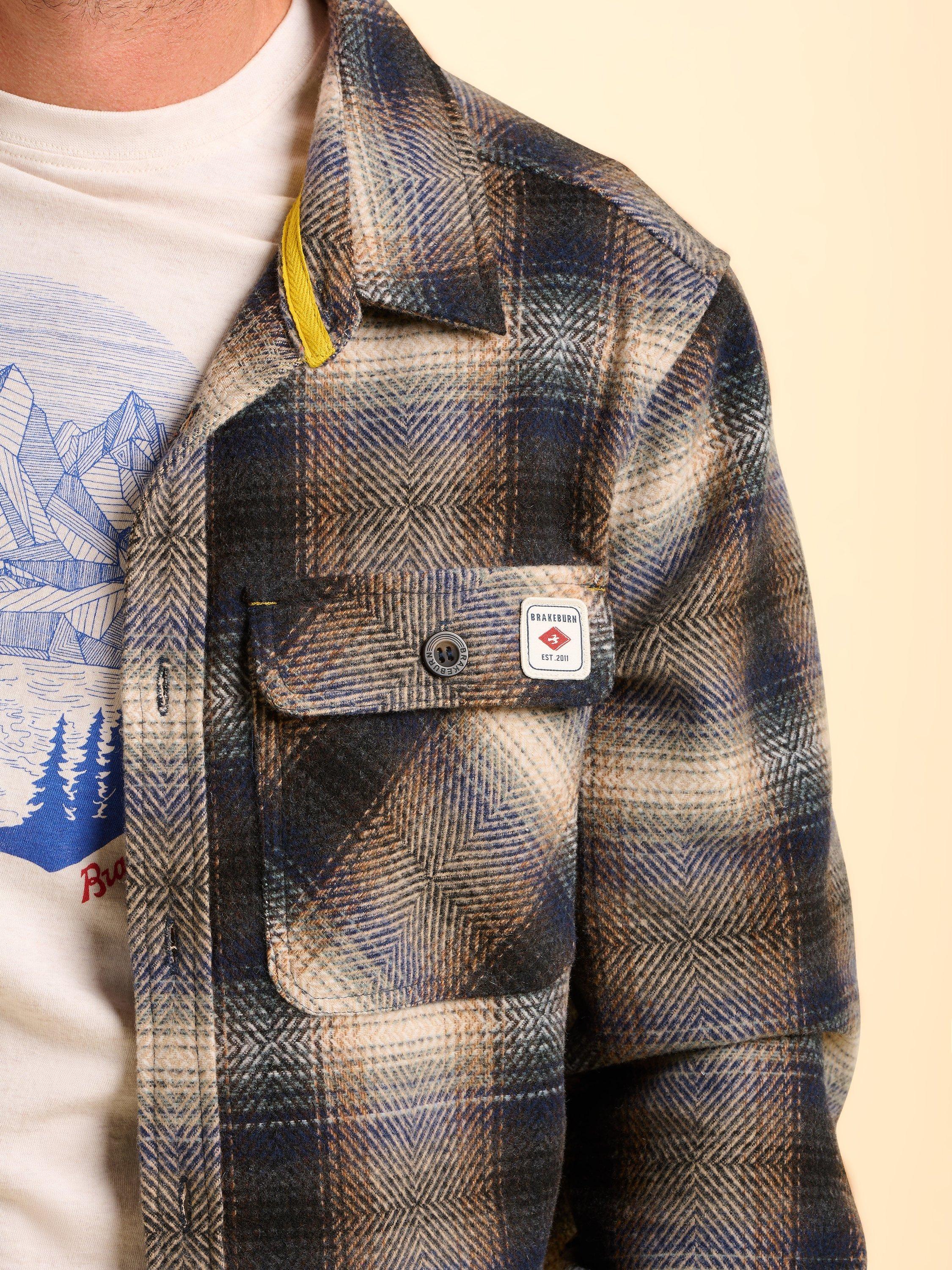 Product image 4 of 6, which shows Brakeburn Badbury Regular Fit Check Shacket, Natural, S