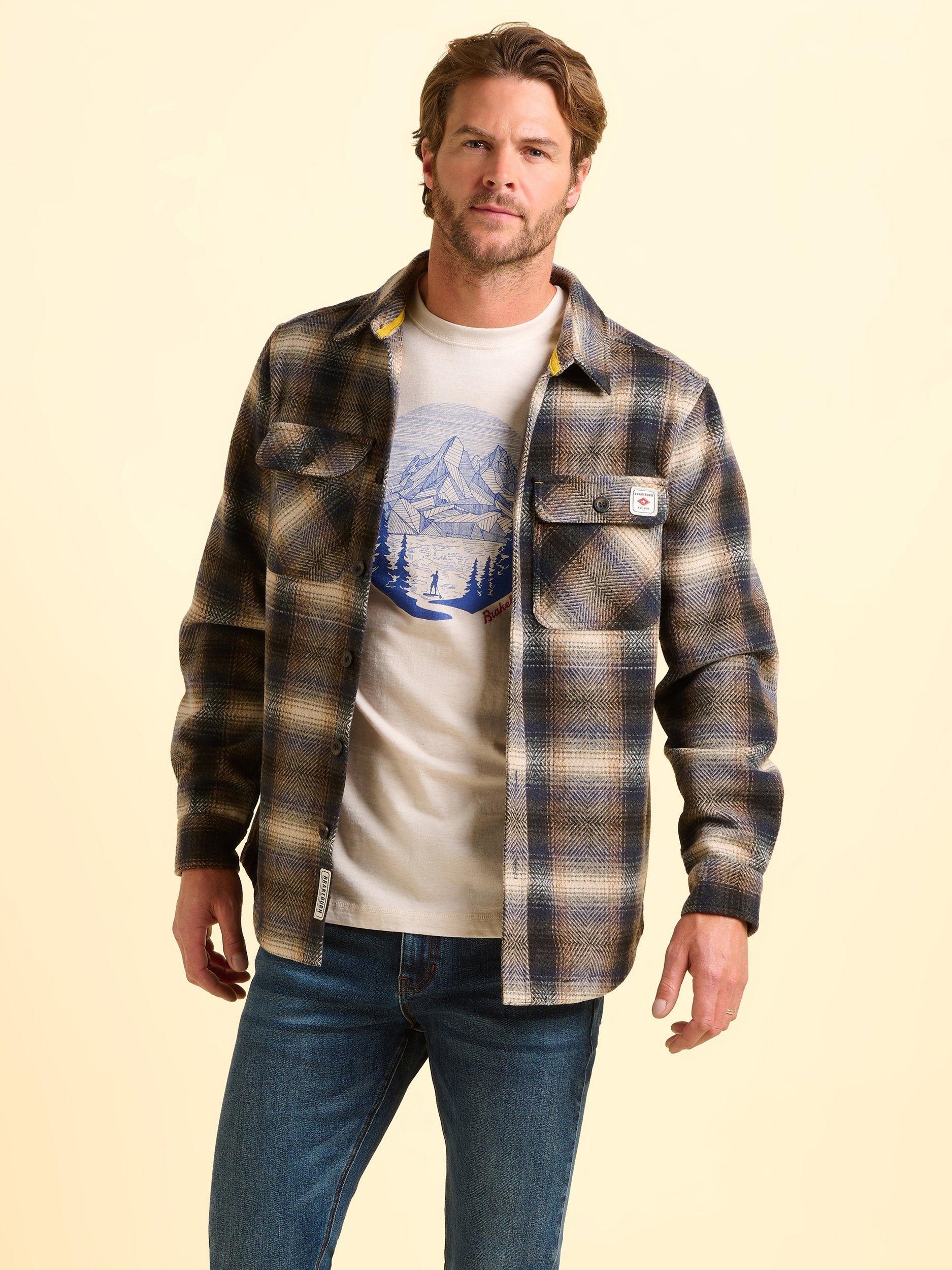 Product image 6 of 6, which shows Brakeburn Badbury Regular Fit Check Shacket, Natural, S