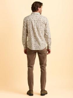 Brakeburn Bexwell Cotton Regular Fit Leaf Print Shirt, Cream - view 2, Cream