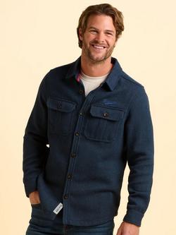 Brakeburn Calthorpe Regular Fit Herringbone Shirt, Blue, Blue