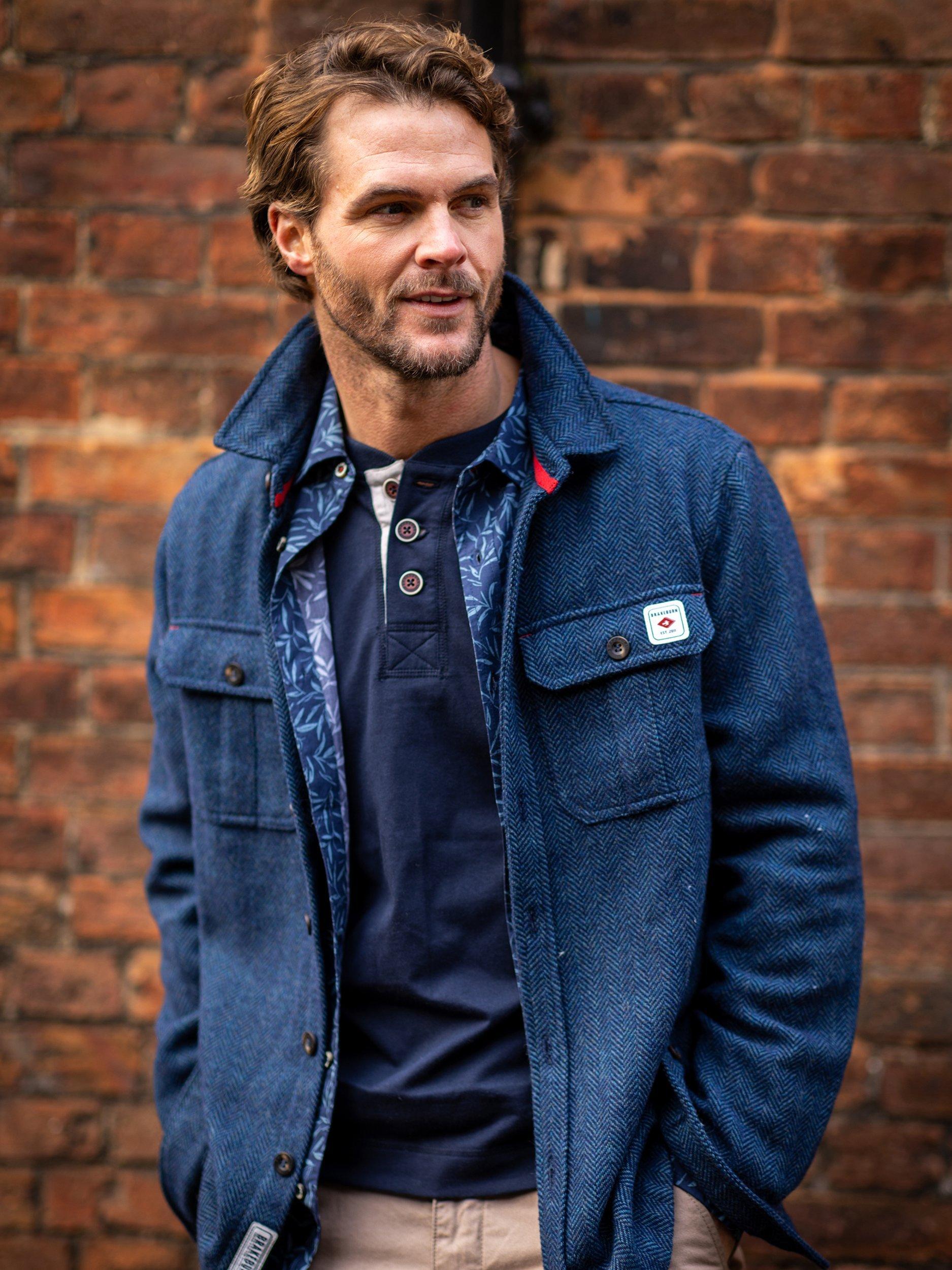 Product image 2 of 7, which shows Brakeburn Calthorpe Regular Fit Herringbone Shirt, Blue, S