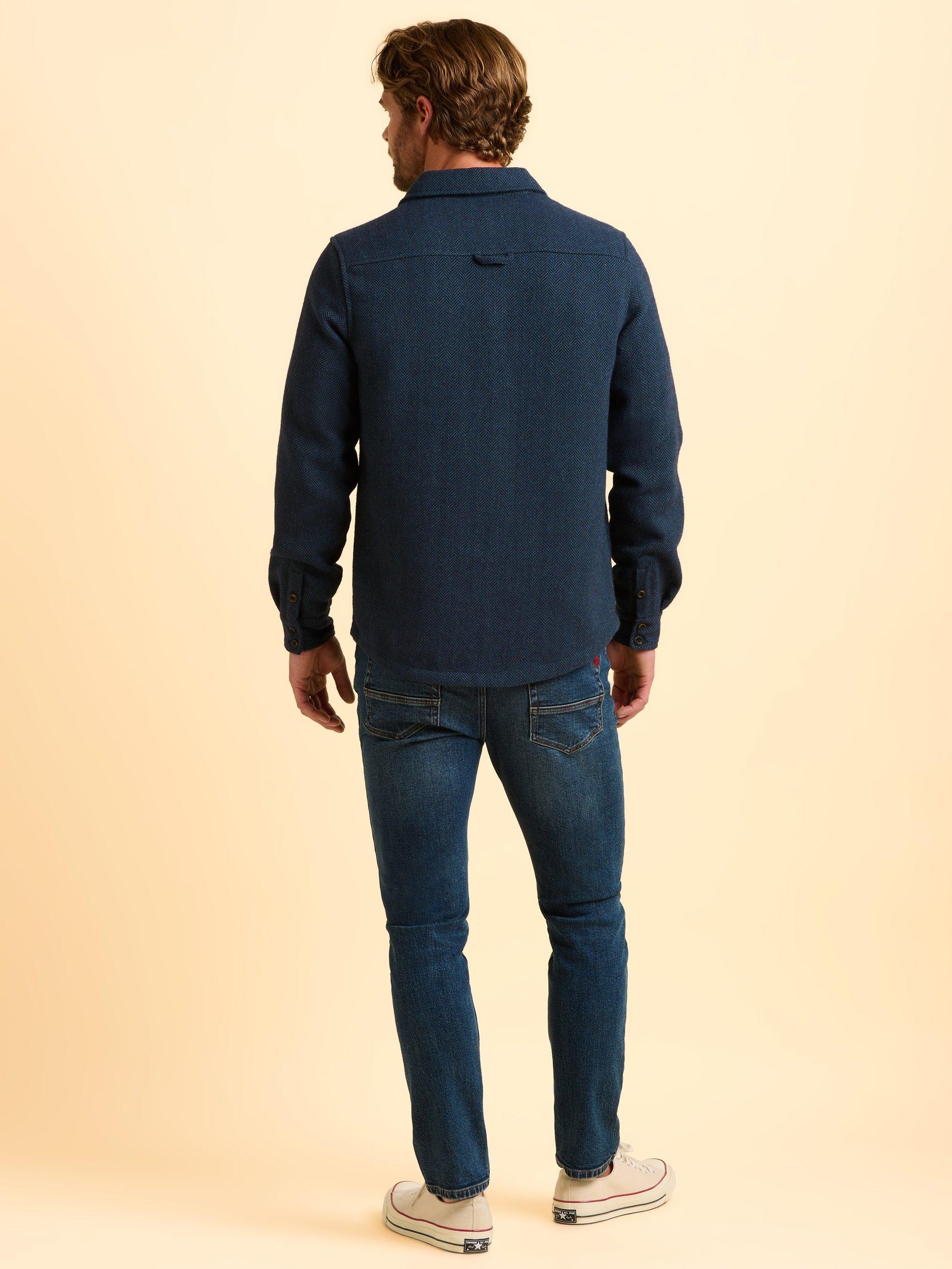 Product image 3 of 7, which shows Brakeburn Calthorpe Regular Fit Herringbone Shirt, Blue, S
