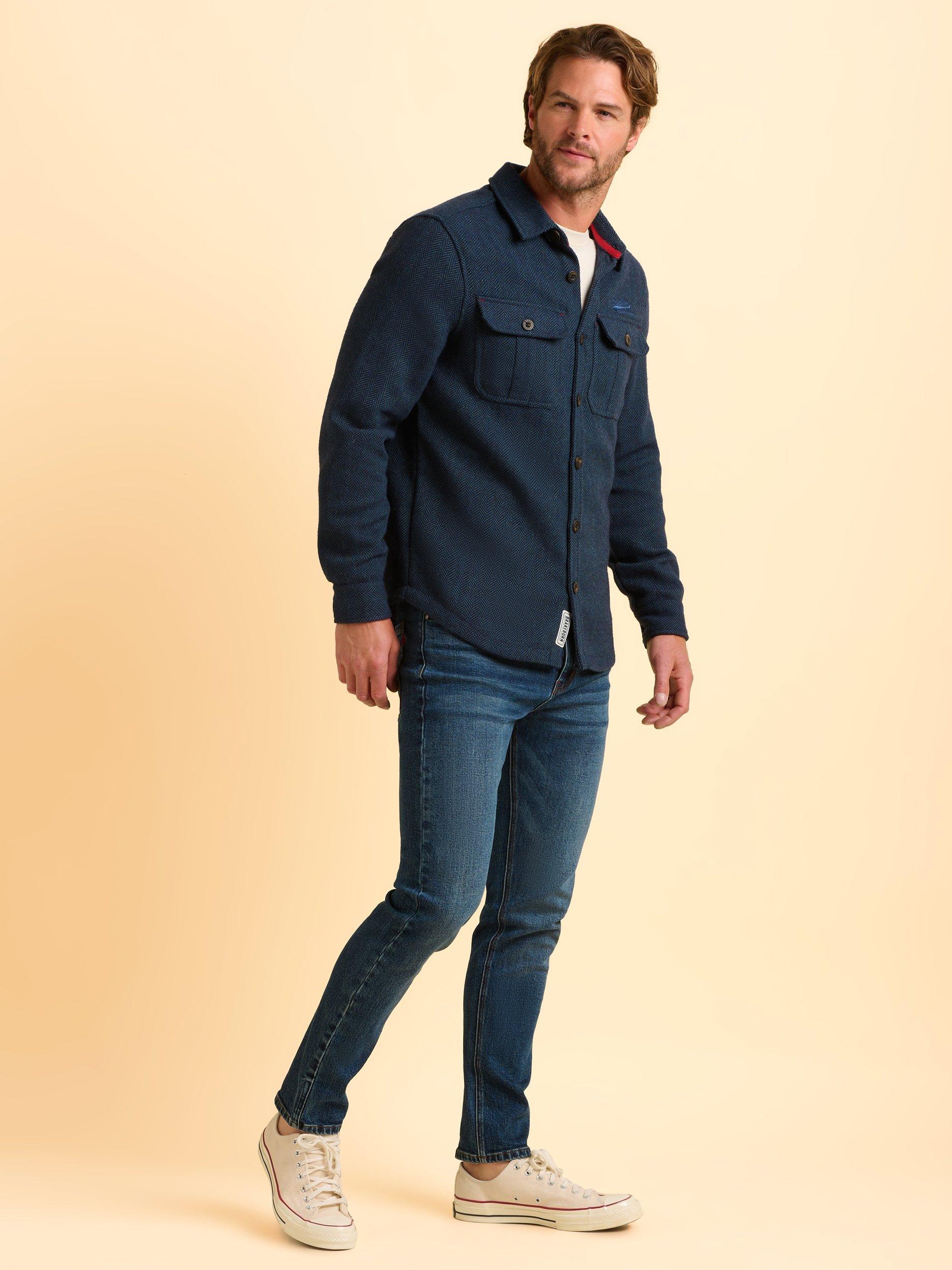 Product image 4 of 7, which shows Brakeburn Calthorpe Regular Fit Herringbone Shirt, Blue, S