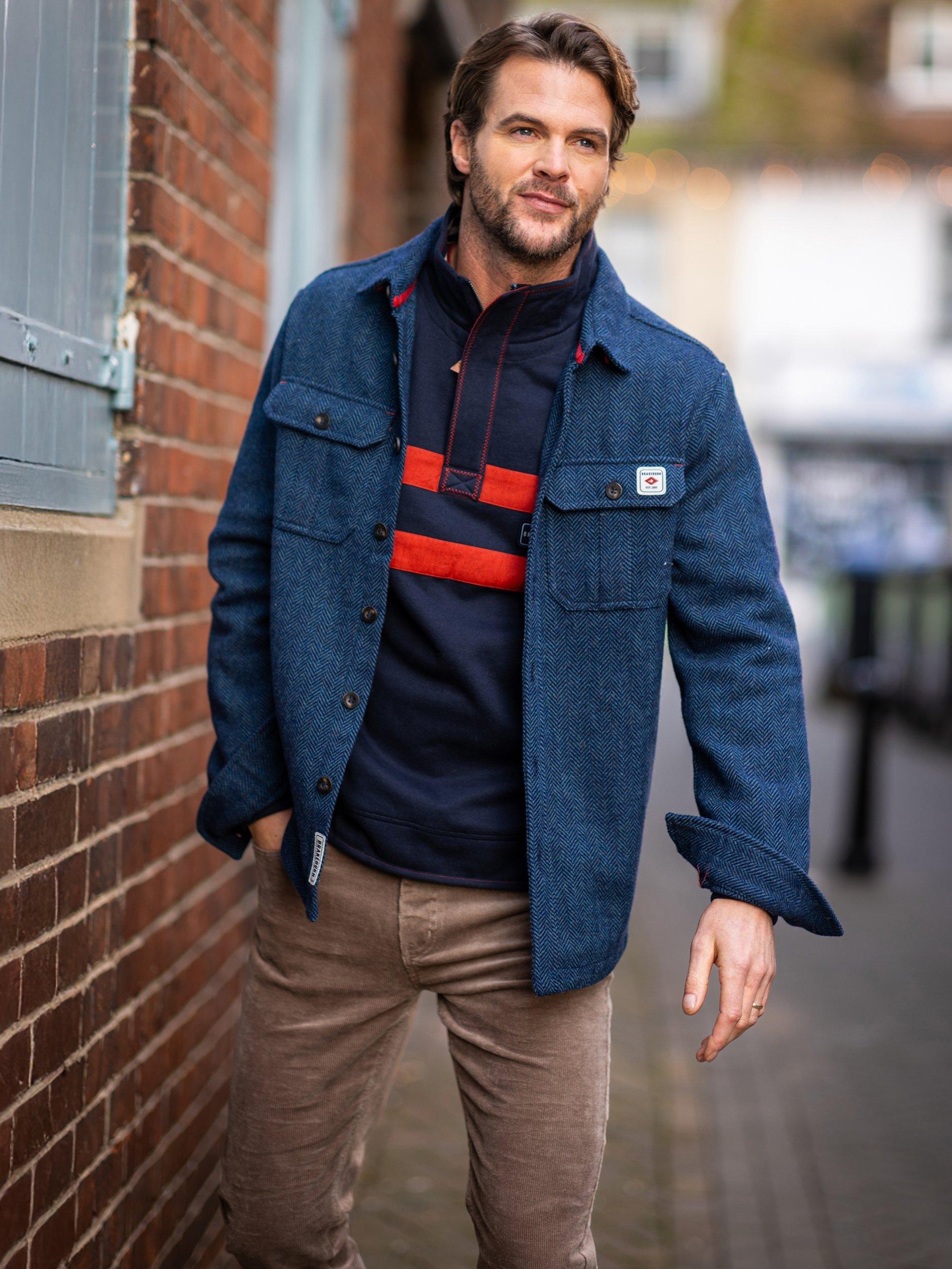 Product image 6 of 7, which shows Brakeburn Calthorpe Regular Fit Herringbone Shirt, Blue, S