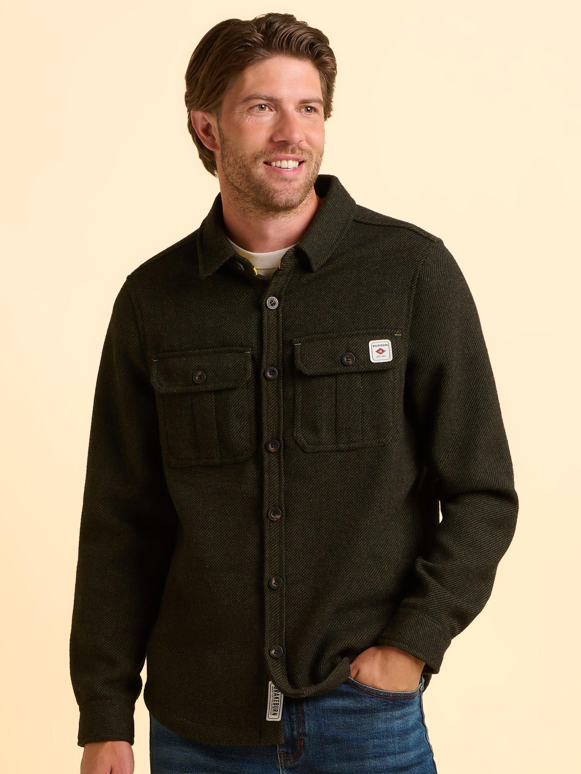 Product image 1 of 5, which shows Brakeburn Danebridge Regular Fit Herringbone Shirt, Brown, S