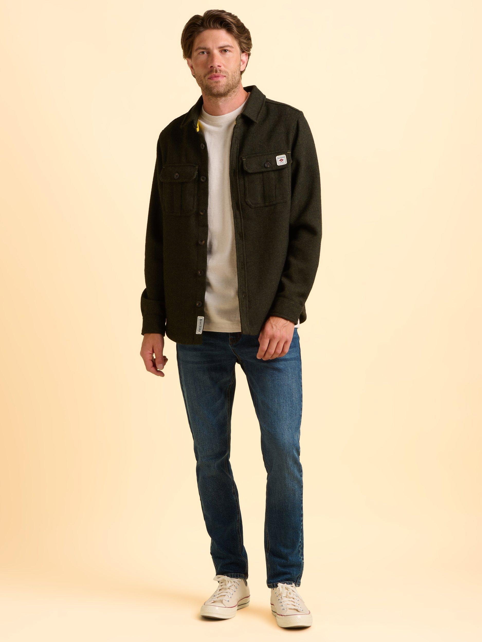 Product image 5 of 5, which shows Brakeburn Danebridge Regular Fit Herringbone Shirt, Brown, S