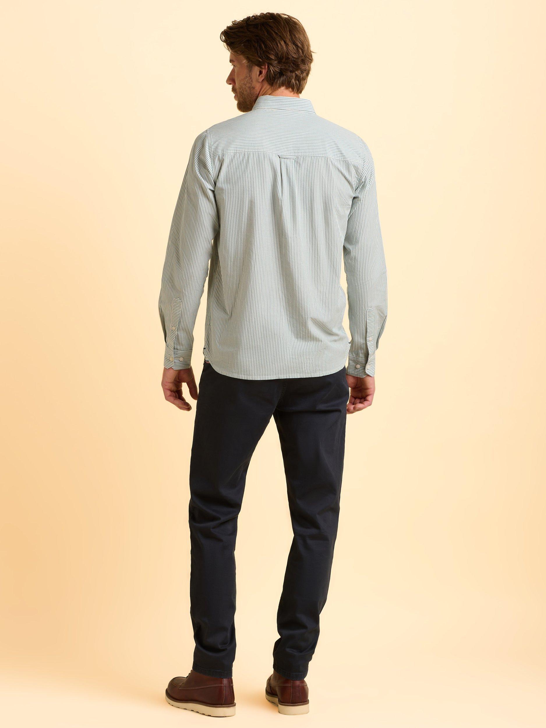 Product image 2 of 6, which shows Brakeburn Evershot Cotton Regular Fit Stripe Shirt, Blue, S