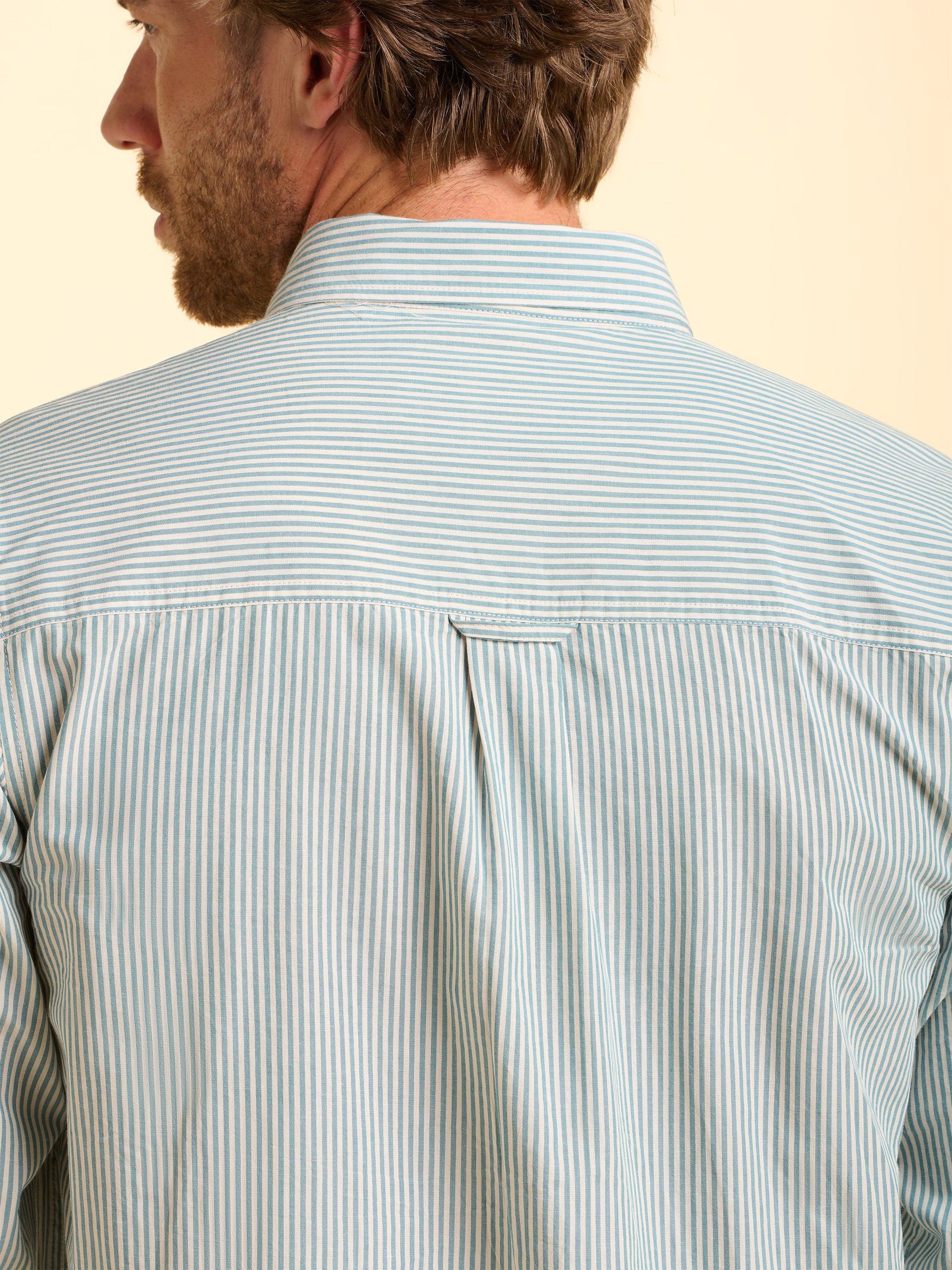 Product image 5 of 6, which shows Brakeburn Evershot Cotton Regular Fit Stripe Shirt, Blue, S