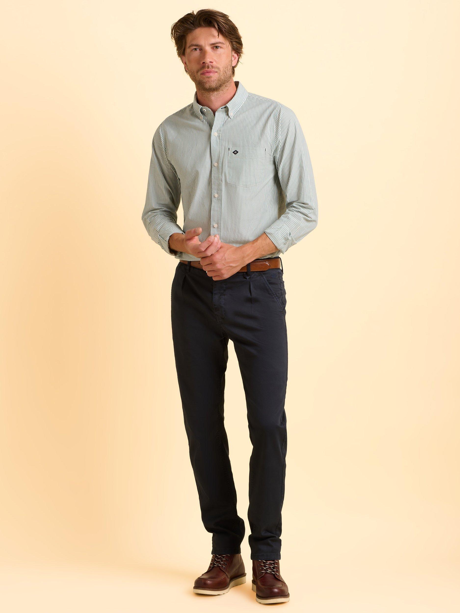 Product image 6 of 6, which shows Brakeburn Evershot Cotton Regular Fit Stripe Shirt, Blue, S