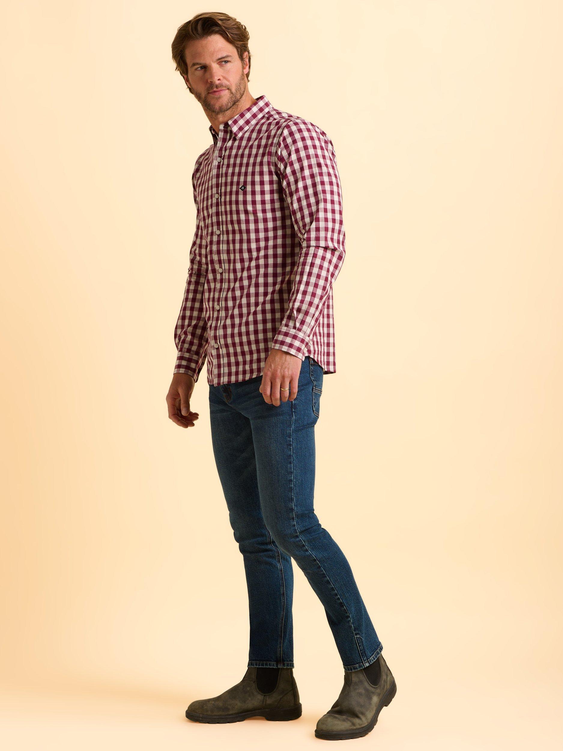 Product image 3 of 7, which shows Brakeburn Lulworth Cotton Gingham Shirt, Pink, S