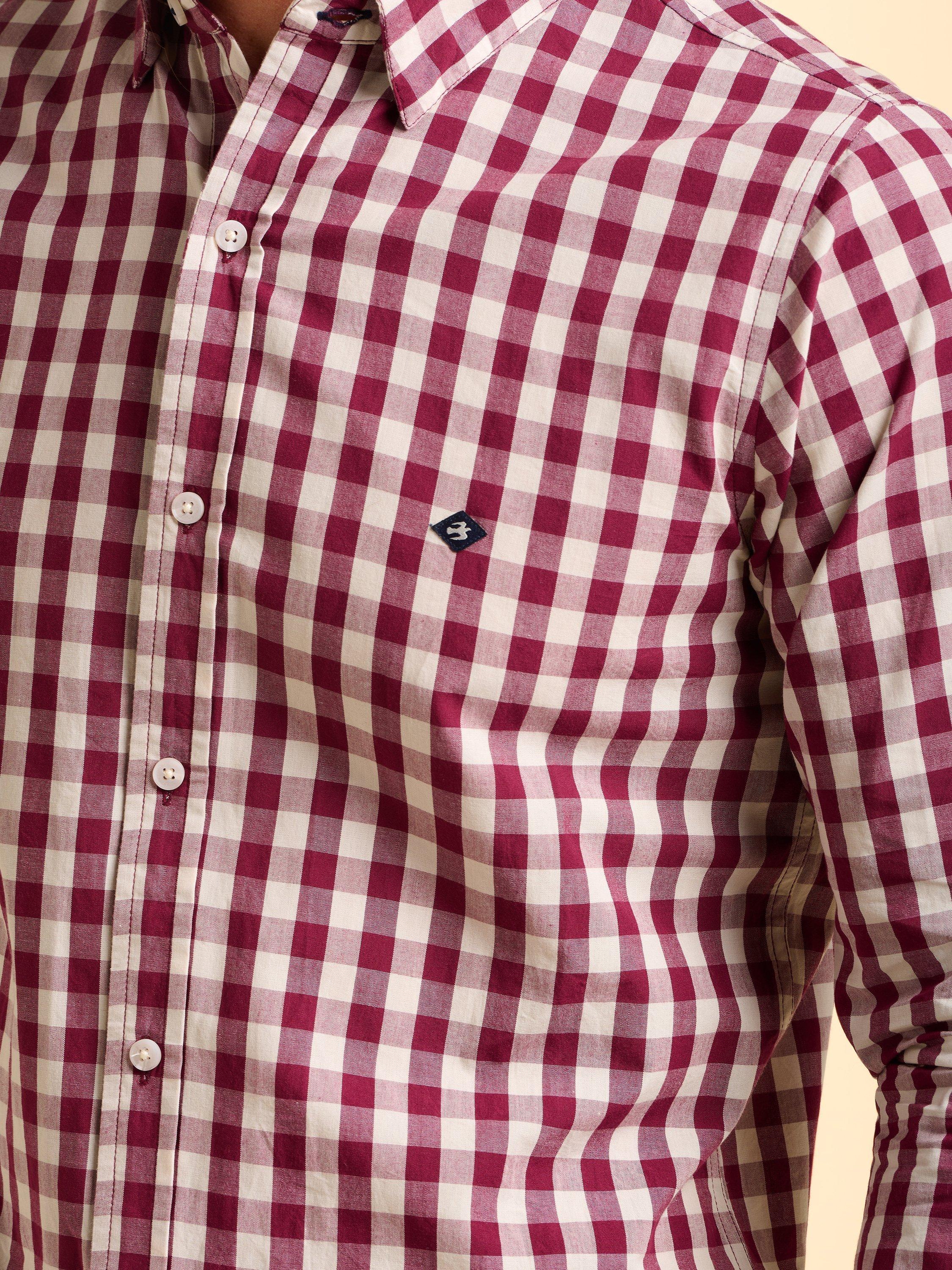 Product image 4 of 7, which shows Brakeburn Lulworth Cotton Gingham Shirt, Pink, S