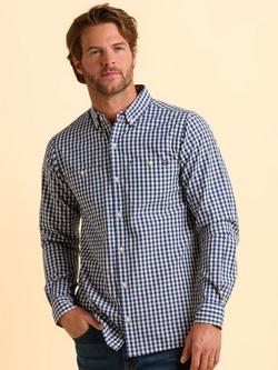 Brakeburn Stalbridge Cotton Gingham Shirt, Blue, Blue