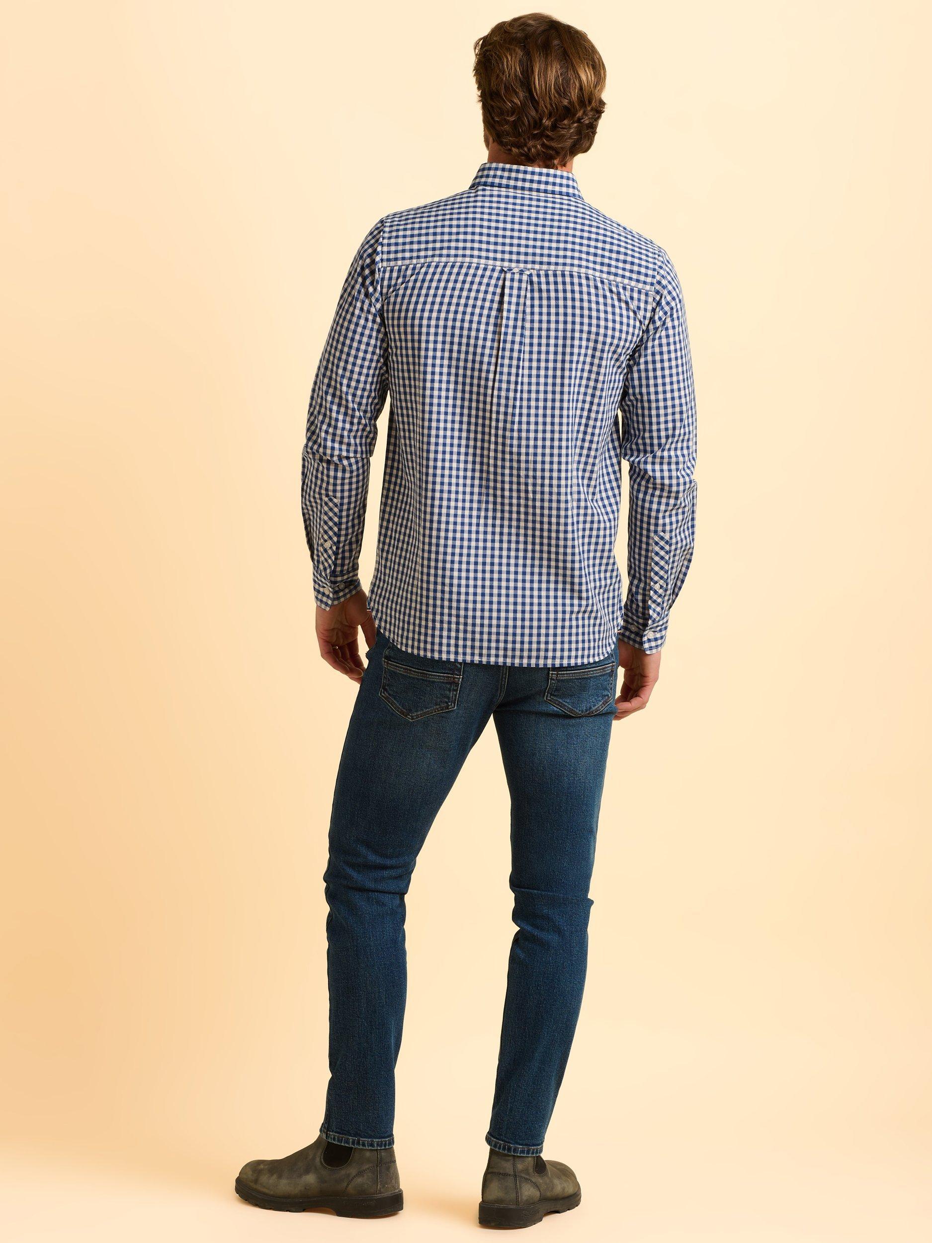 Product image 2 of 5, which shows Brakeburn Stalbridge Cotton Gingham Shirt, Blue, S