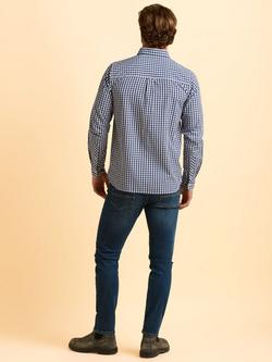 Brakeburn Stalbridge Cotton Gingham Shirt, Blue - view 2, Blue