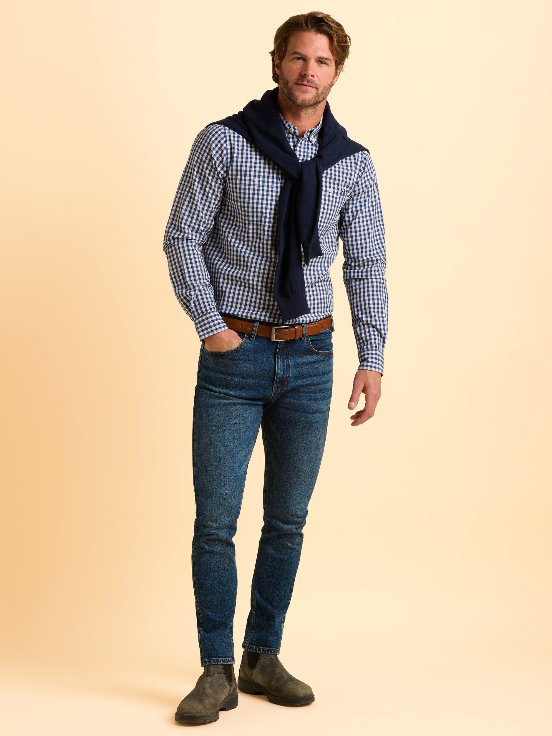 Product image 5 of 5, which shows Brakeburn Stalbridge Cotton Gingham Shirt, Blue, S