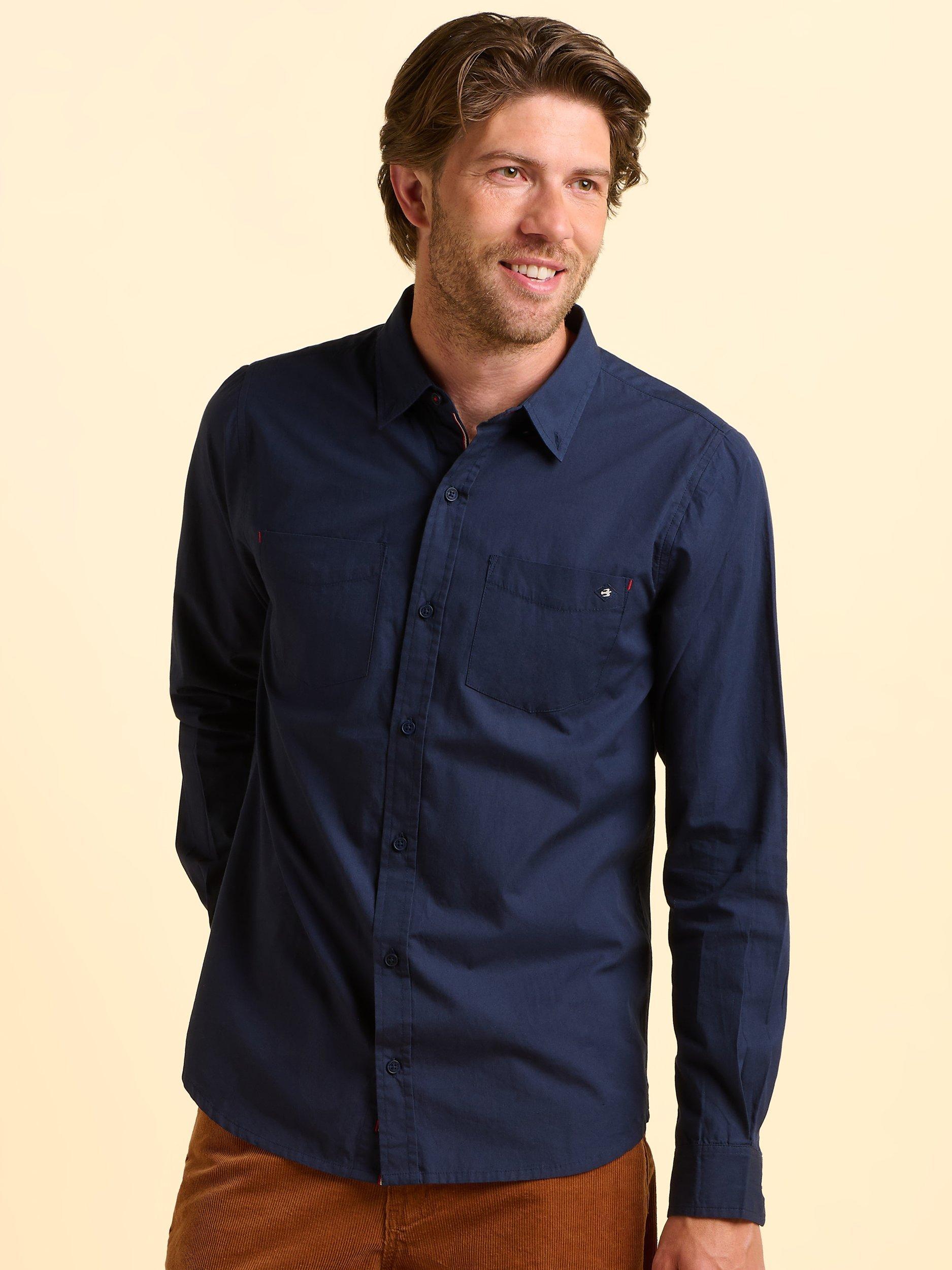 Product image 1 of 5, which shows Brakeburn Yetminster Cotton Shirt, Blue, S