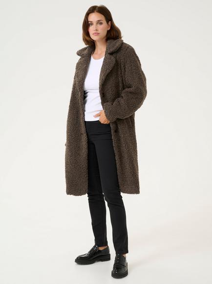 KAFFE Balmi Teddy Coat, Mid Brown, Mid Brown
