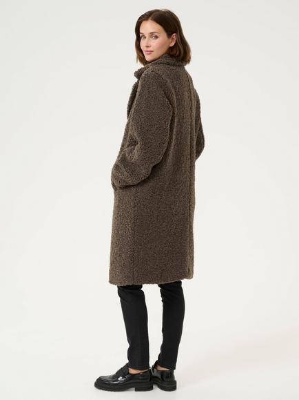 KAFFE Balmi Teddy Coat, Mid Brown - view 2, Mid Brown