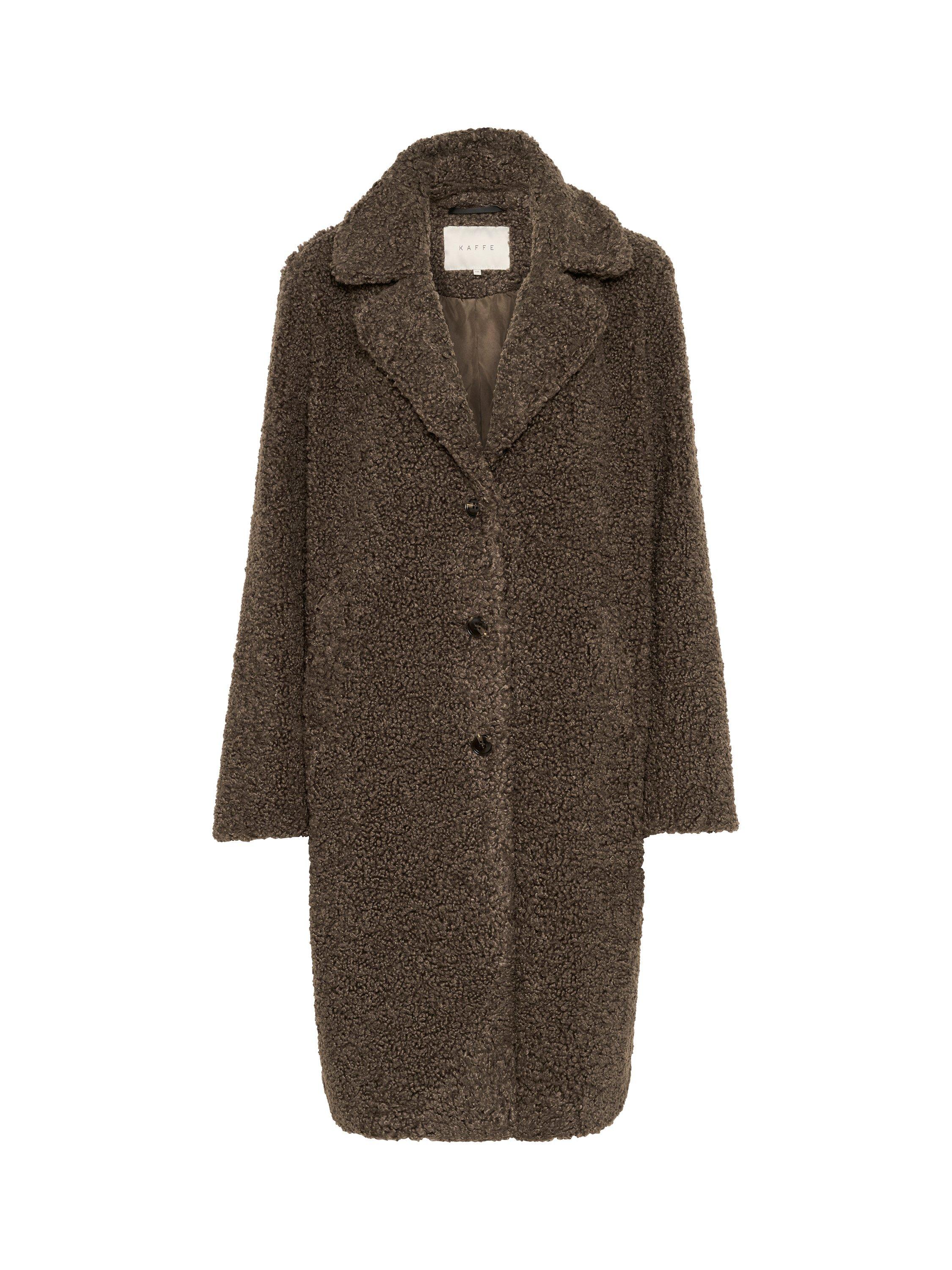 Product image 4 of 5, which shows KAFFE Balmi Teddy Coat, Mid Brown, 8