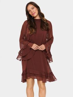 Saint Tropez Labelle Long Sleeve Midi Dress, Chocolate Fondant, Chocolate Fondant