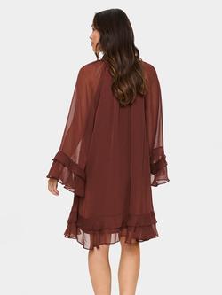 Saint Tropez Labelle Long Sleeve Midi Dress, Chocolate Fondant - view 2, Chocolate Fondant