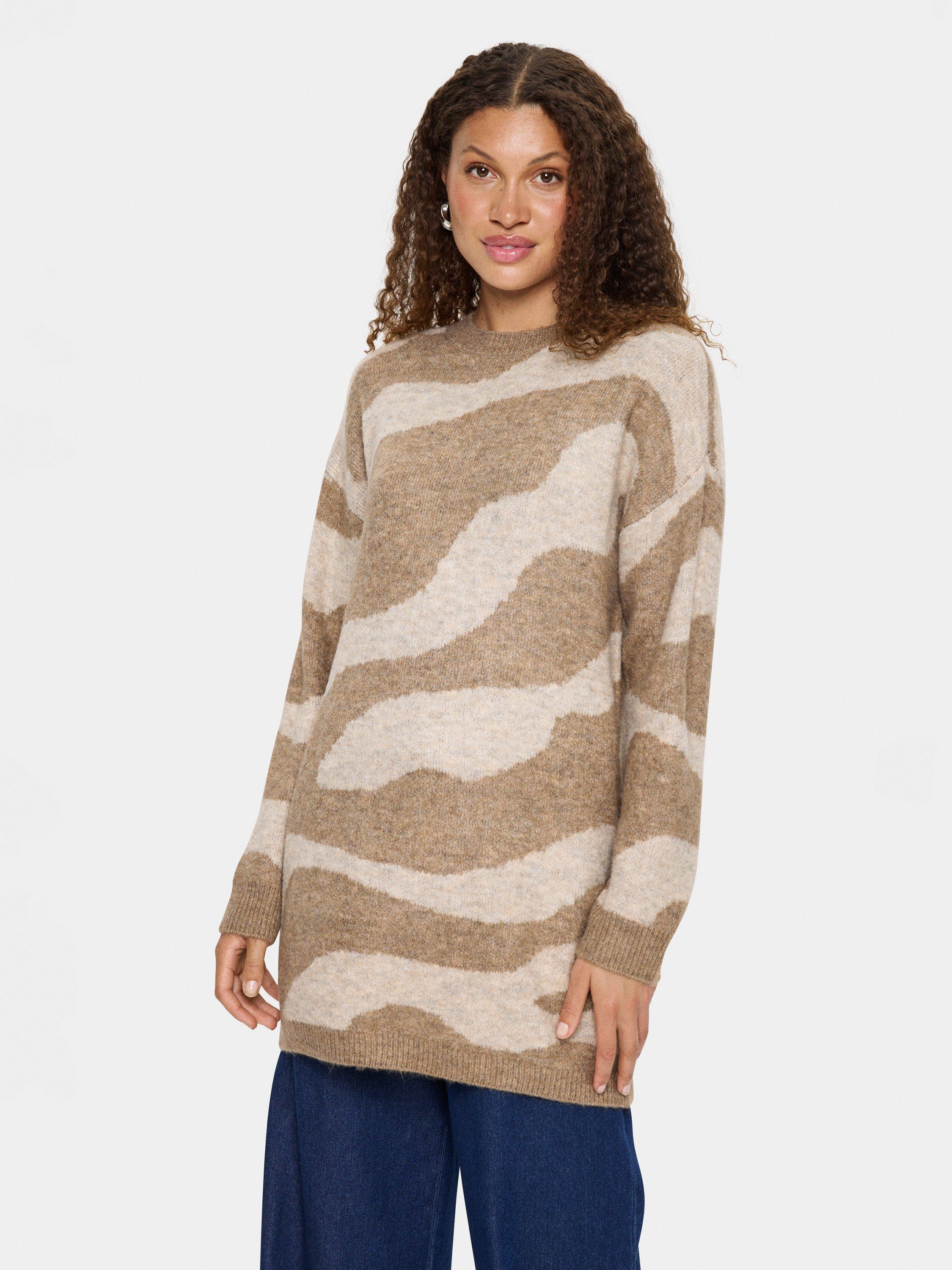 Product image 1 of 6, which shows Saint Tropez MallieSZ Long Sleeve Knit Pullover Dress, Brown, S