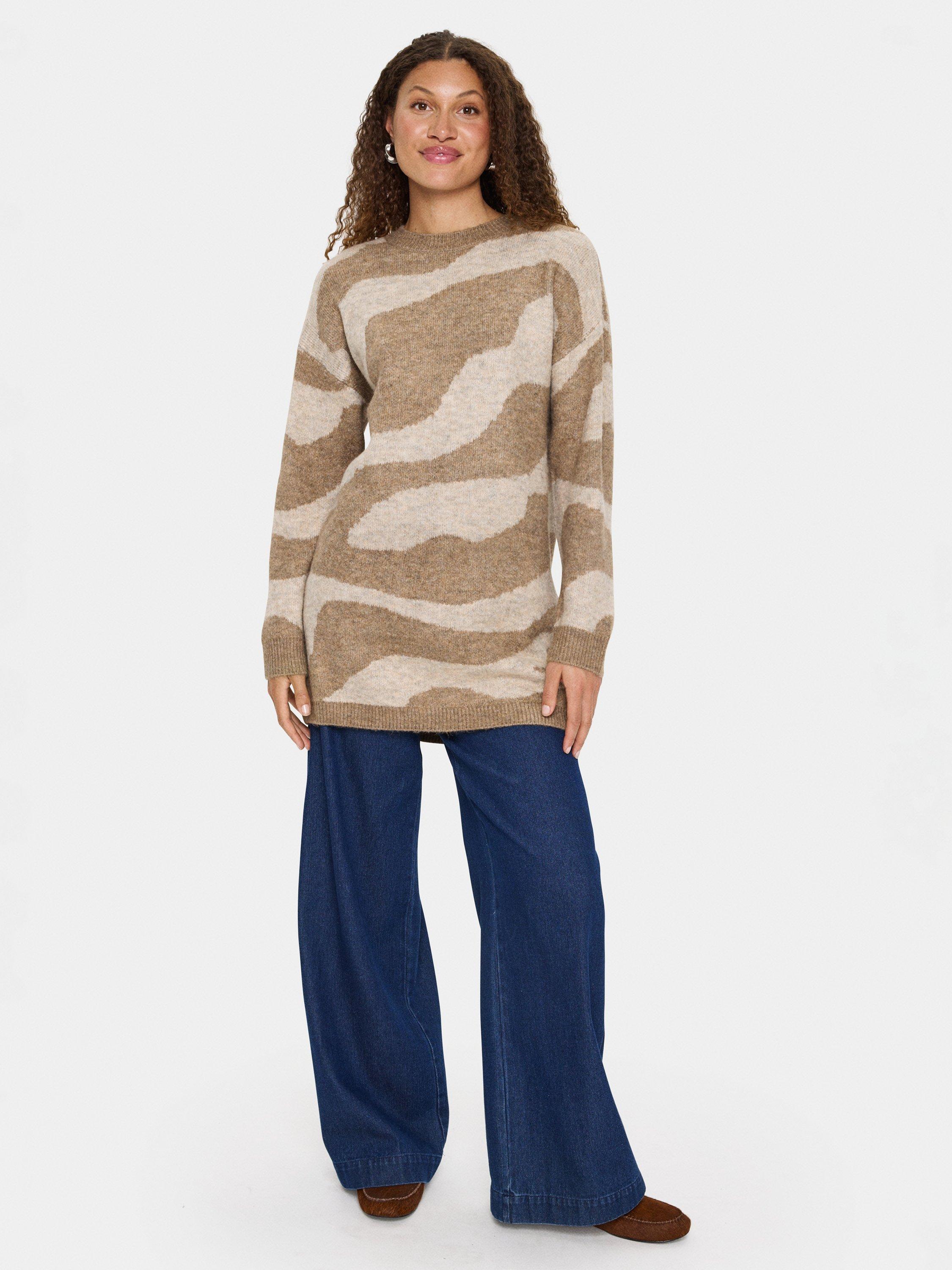 Product image 3 of 6, which shows Saint Tropez MallieSZ Long Sleeve Knit Pullover Dress, Brown, S