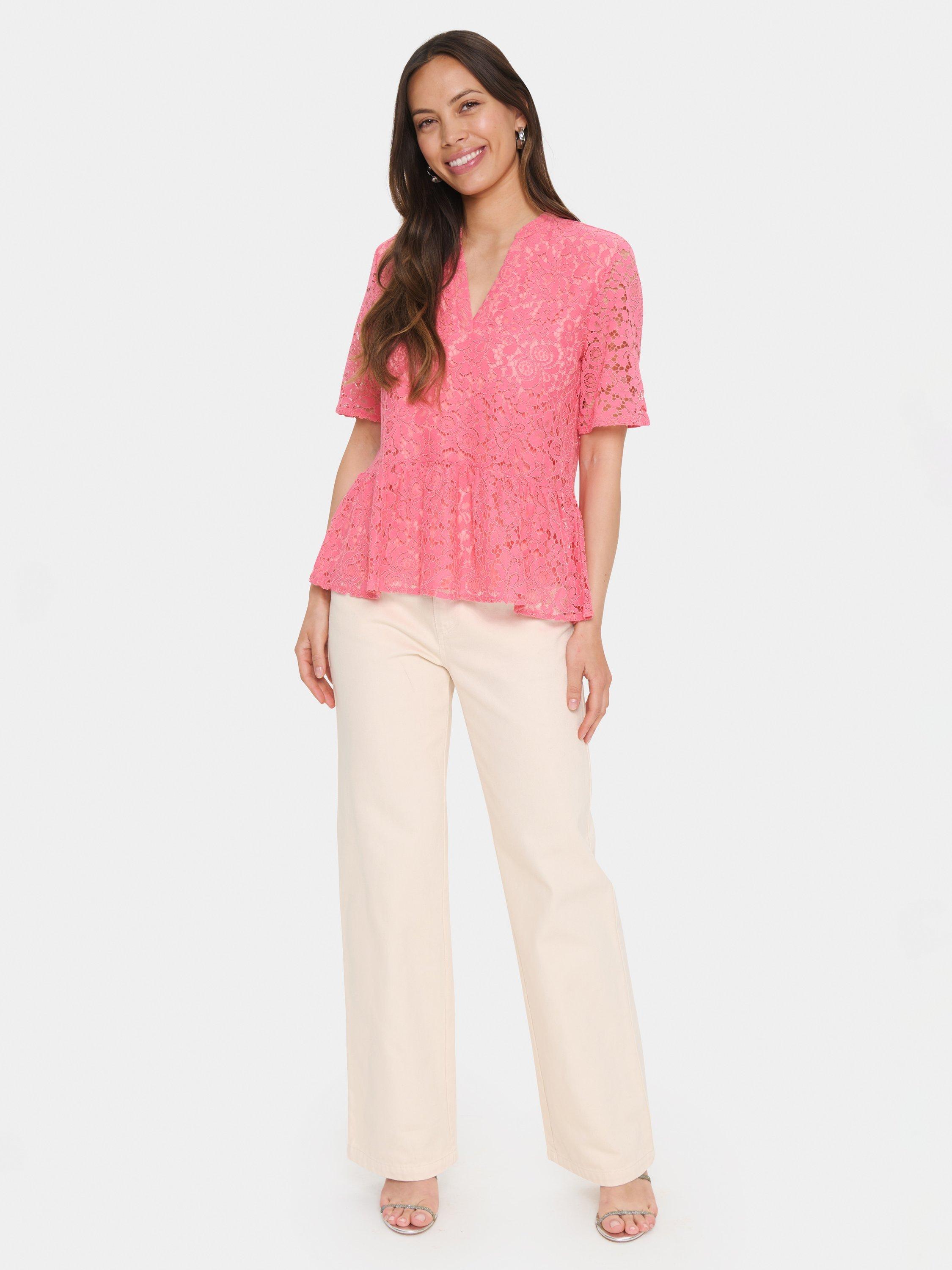 Product image 3 of 6, which shows Saint Tropez Zanna Blouse, Fruit Dove, XS