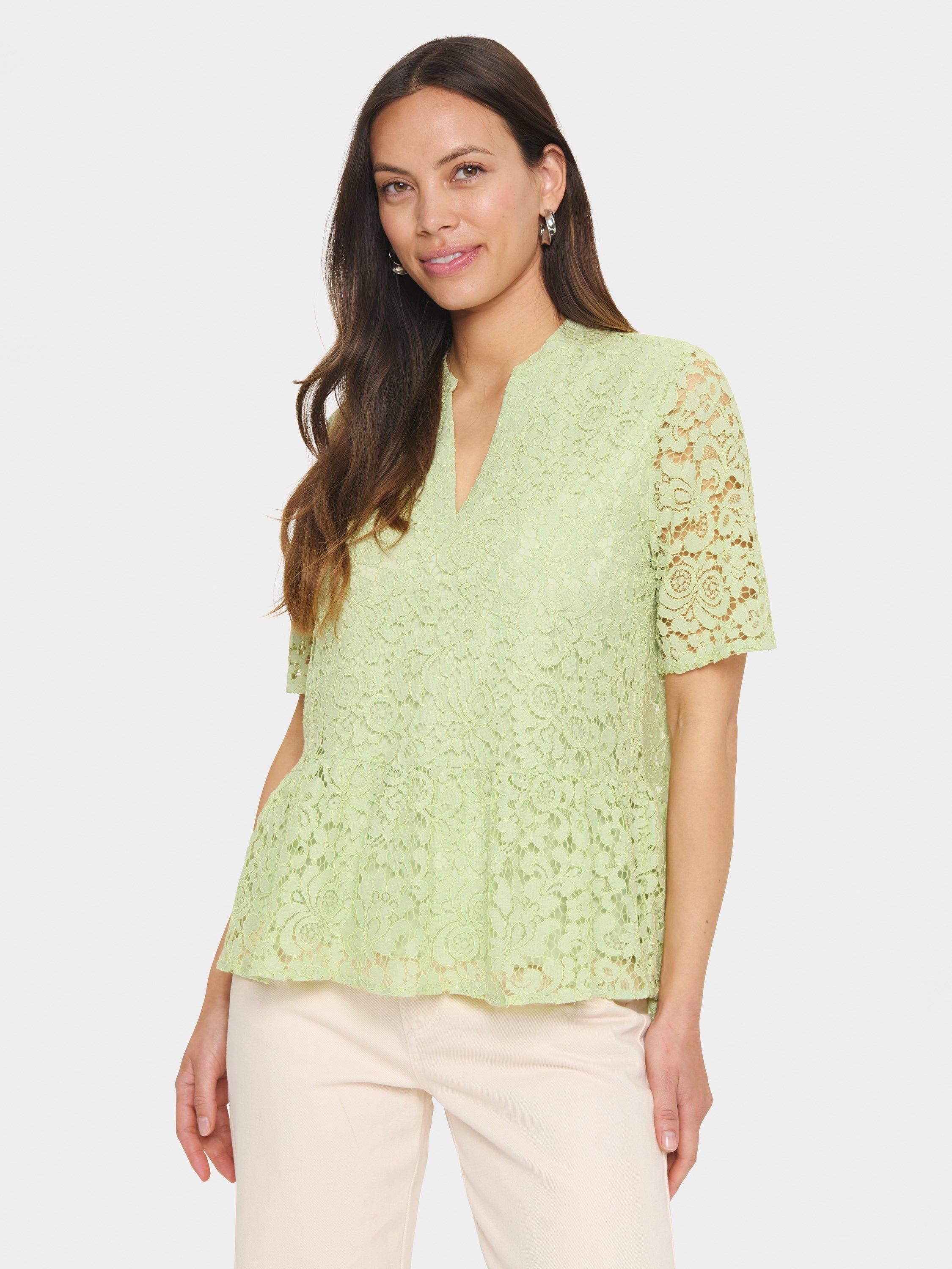 Product image 1 of 6, which shows Saint Tropez Zanna Blouse, Smoke Green, XS