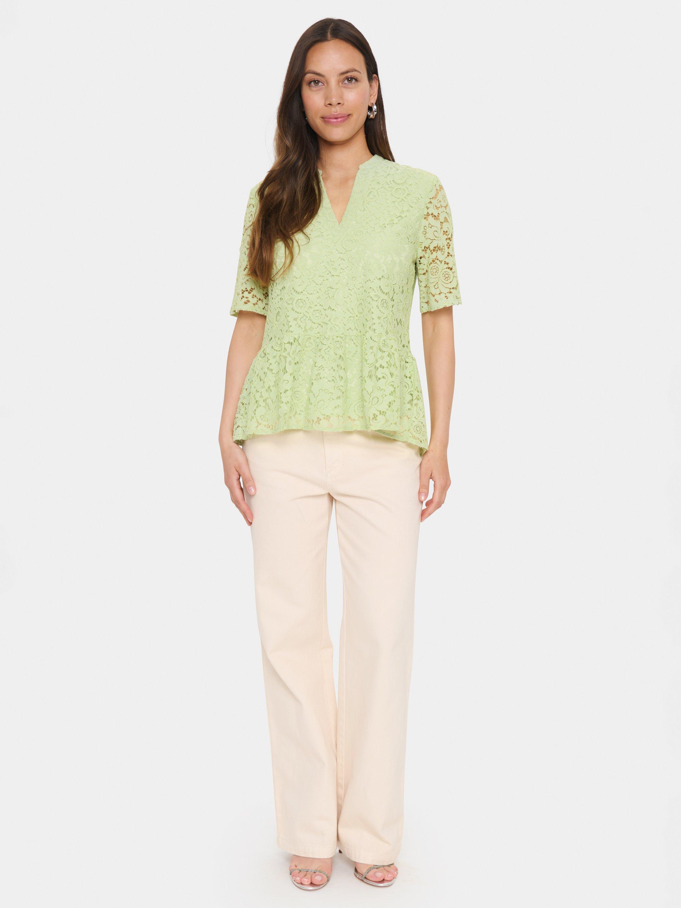 Product image 3 of 6, which shows Saint Tropez Zanna Blouse, Smoke Green, XS